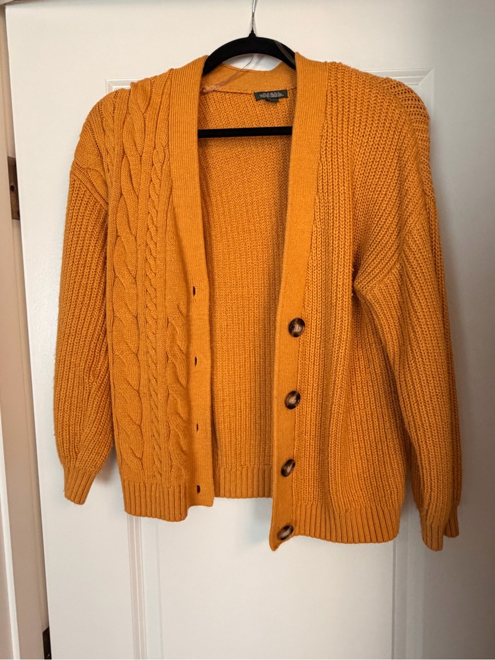 wild fable Chunky Cable Knit Cardigan - Mustard